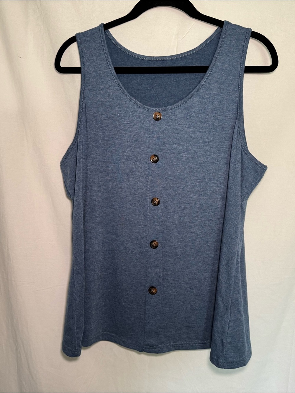 SHEIN Curve Heathered Blue Faux Button Front Tank Top 2XL Plus Size Sleeveless